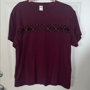 PINK Victoria’s Secret campus tee logo short sleeve top Large